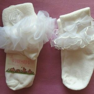 Vintage 2 Pairs Dressy Pageant Socks Sz 5-6.5